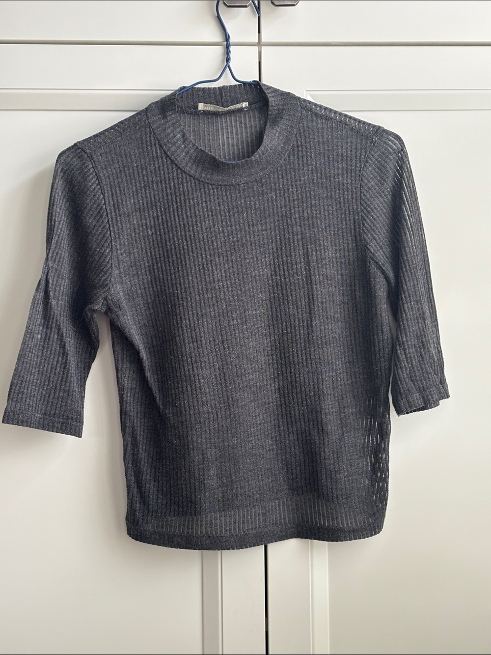 Shana Rae Charcoal Ribbed Short Sleeve Top